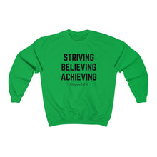 Load image into Gallery viewer, Unisex Heavy Blend™ Crewneck Sweatshirt (Black Love Rocks Official - Strive Believe Achieve)