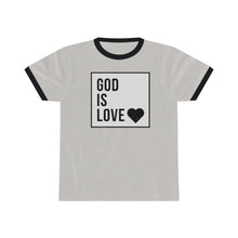 Load image into Gallery viewer, Unisex Ringer Tee (Black Love Rocks Original Design - God Is)