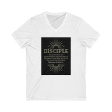 Load image into Gallery viewer, Unisex Jersey Short Sleeve V-Neck Tee (Black Love Rocks Original Design - Disciple)