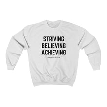 Load image into Gallery viewer, Unisex Heavy Blend™ Crewneck Sweatshirt (Black Love Rocks Official - Strive Believe Achieve)