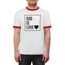 Load image into Gallery viewer, Unisex Ringer Tee (Black Love Rocks Original Design - God Is)
