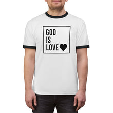 Load image into Gallery viewer, Unisex Ringer Tee (Black Love Rocks Original Design - God Is)