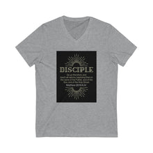 Load image into Gallery viewer, Unisex Jersey Short Sleeve V-Neck Tee (Black Love Rocks Original Design - Disciple)