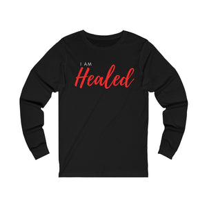 Unisex Jersey Long Sleeve Tee (Black Love Rocks Official - I AM HEALED)