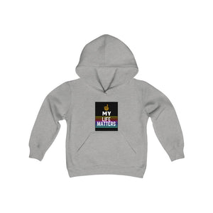 Youth Heavy Blend Hooded Sweatshirt (Black Love Rocks Original Design - My Life)