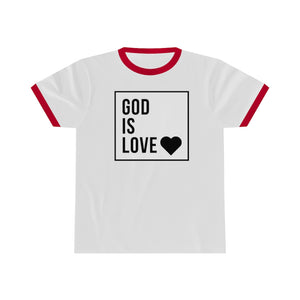 Unisex Ringer Tee (Black Love Rocks Original Design - God Is)