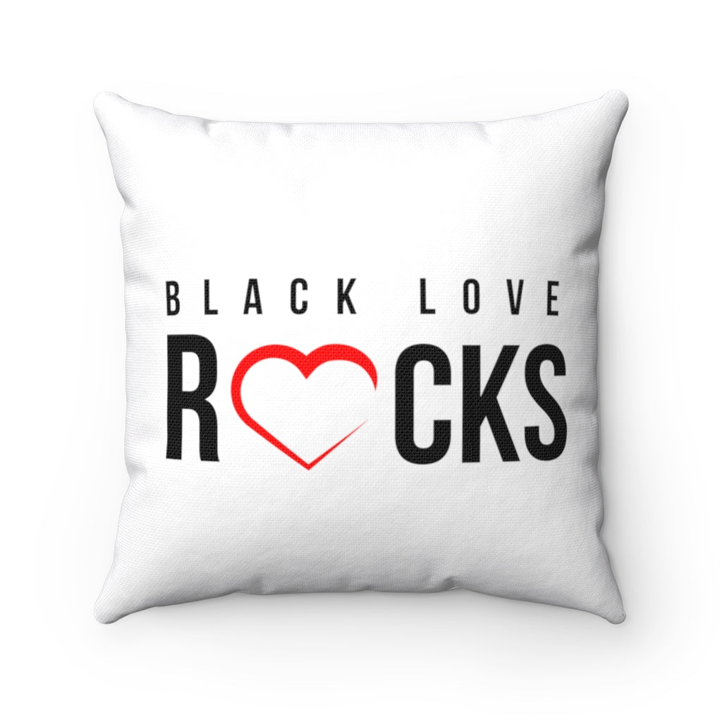 Spun Polyester Square Pillow (Black Love Rocks Original Design)