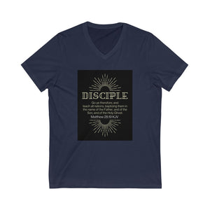 Unisex Jersey Short Sleeve V-Neck Tee (Black Love Rocks Original Design - Disciple)