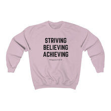 Load image into Gallery viewer, Unisex Heavy Blend™ Crewneck Sweatshirt (Black Love Rocks Official - Strive Believe Achieve)
