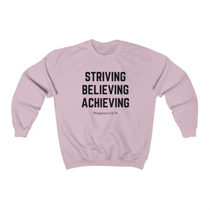 Unisex Heavy Blend™ Crewneck Sweatshirt (Black Love Rocks Official - Strive Believe Achieve)