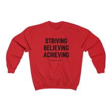 Load image into Gallery viewer, Unisex Heavy Blend™ Crewneck Sweatshirt (Black Love Rocks Official - Strive Believe Achieve)
