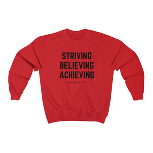 Unisex Heavy Blend™ Crewneck Sweatshirt (Black Love Rocks Official - Strive Believe Achieve)