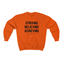 Load image into Gallery viewer, Unisex Heavy Blend™ Crewneck Sweatshirt (Black Love Rocks Official - Strive Believe Achieve)
