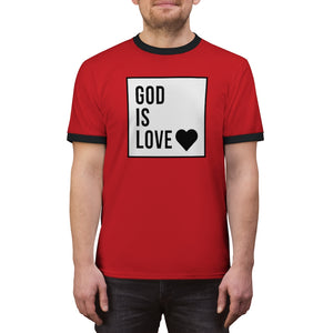 Unisex Ringer Tee (Black Love Rocks Original Design - God Is)