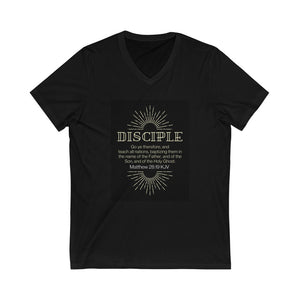 Unisex Jersey Short Sleeve V-Neck Tee (Black Love Rocks Original Design - Disciple)