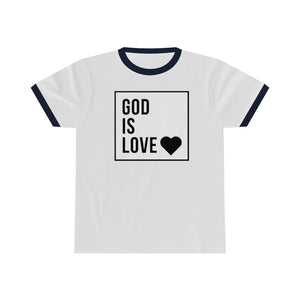 Unisex Ringer Tee (Black Love Rocks Original Design - God Is)