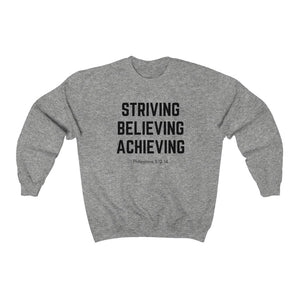 Unisex Heavy Blend™ Crewneck Sweatshirt (Black Love Rocks Official - Strive Believe Achieve)