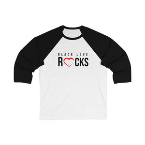 Unisex 3/4 Sleeve Baseball Tee (Black Love Rocks Original Design)